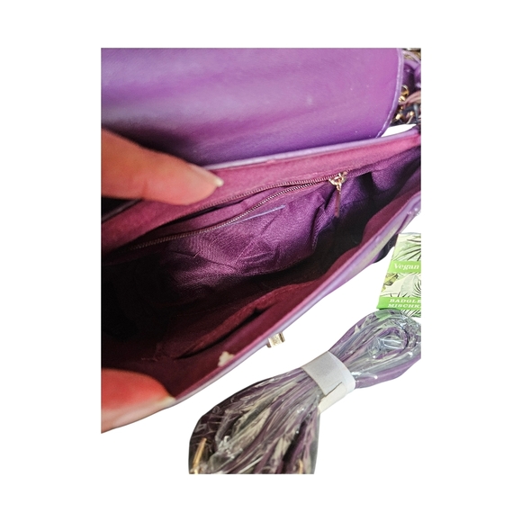 Badgley Mischka Quilted Chloe Pearl Crossbody Bag - Plum - Picture 6 of 7